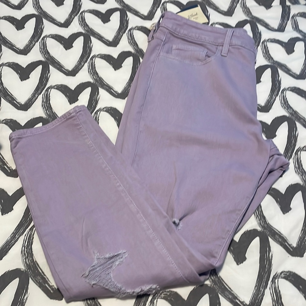 Lavender Distressed Skinny Jeans